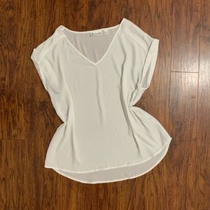 NY&Co | 7th Ave | White V-neck Cuffed Sleeve Blouse